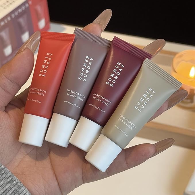 Mini Lip Butter Lip Gloss set, Smooth, Hydrating, Non-Sticky Lip Gloss for Soft and Supple Lips, Perfect for Travel & Gifts (Set A, S)