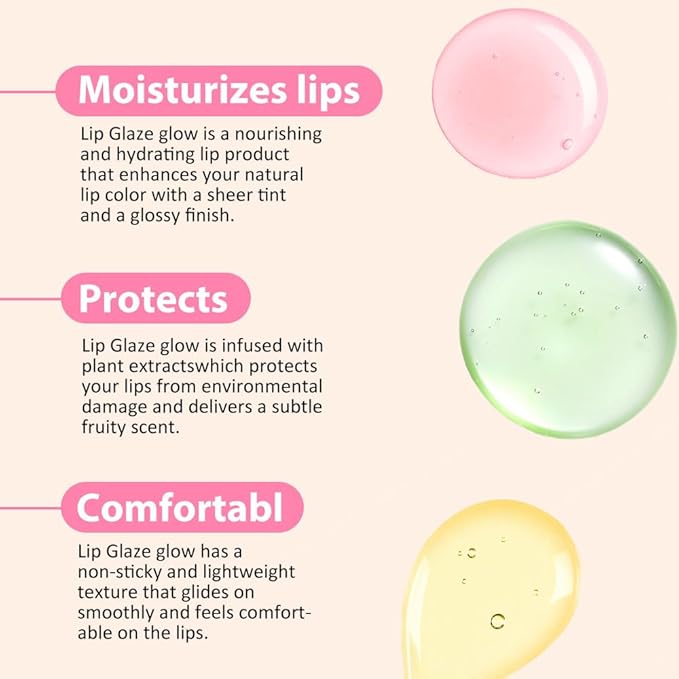 evpct 3Pcs Peach Aloe Vera Avocado Mini Clear Color Changing Lip Oil Tinted Lip Gloss Set for Women Girls Lip Balm Tint Stain Glaze Pack Lipstick Magic labiales magicos brillos para labios