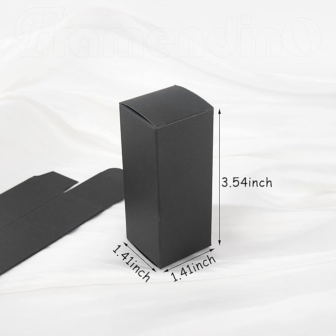 Framendino, 50 Pack Black Kraft Paper Lipstick Boxes Rectangle Lipstick Bottle Boxes Reusable Lip Balm Packaging Cases Gift Wrapping Box for DIY Gift Packaging (3.54x1.41x1.41)