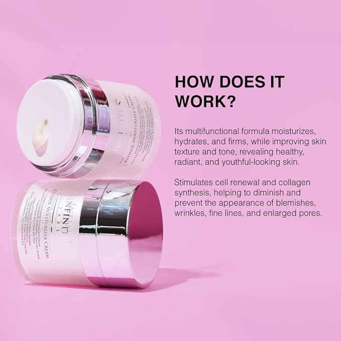 Infinitek Paris Retinol Face Moisturizer Night Cream - Premium Skin Care with Collagen & Vitamin E. Advanced Anti-Aging and Antioxidant Face Cream. Skin Vitamin Enriched Moisturizer for Radiant Skin