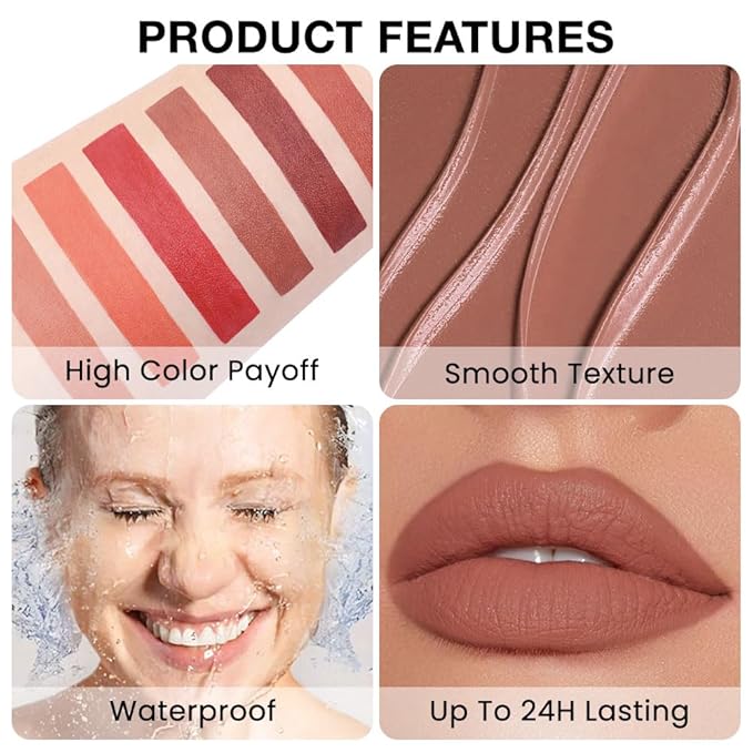 evpct Silky Smooth Lip Liner Pencil Retractable, Caramel Lip Liner Creamy Long-Lasting Formula for Precision Contouring Matte Velvet Pigmented Rich Lip Colors Crayon Lipstick 03