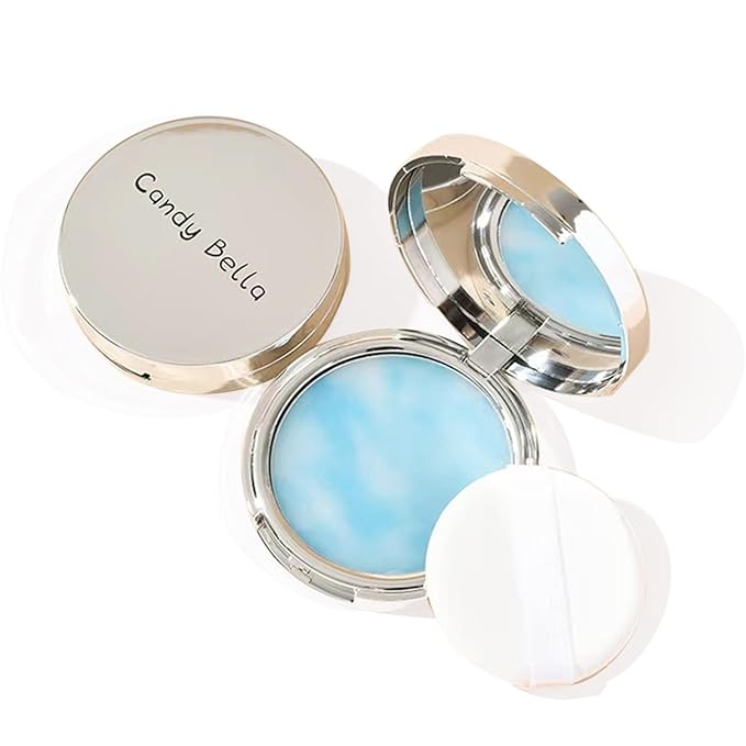 Blue Matte Powder Oil Control Face Pressed Powder Long-Lasting Makeup