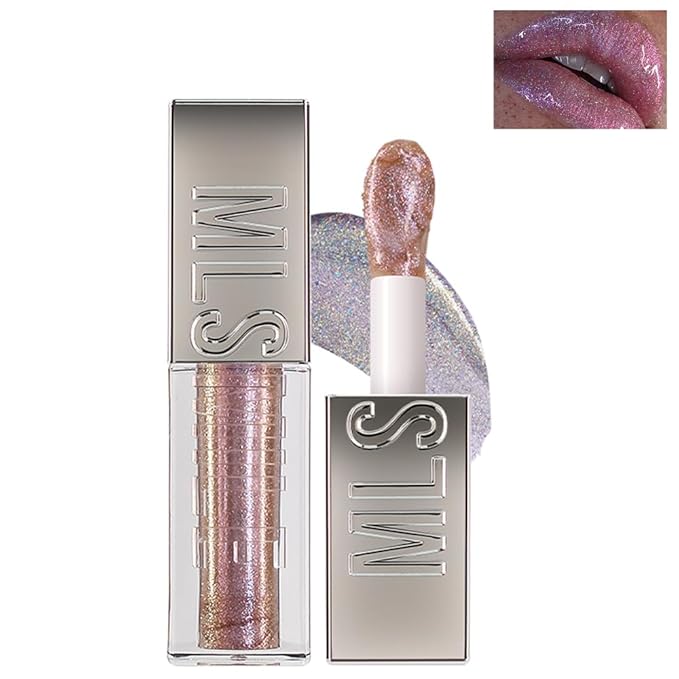 Mirror Glitter Lipstick, Sparkling Shimmer High Pigment Waterproof Long Lasting Lip Gloss, Shimmer Moisturizer Lip Gloss, Diamond Shiny Bold Glow Lip Stain for Lip Makeup (C14, 0.11 fl.oz)