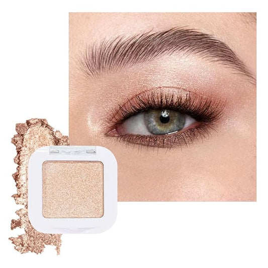 evpct Light Nude Brown Shimmer Single Eyeshadow Palette Makeup for Older Women, Iced Latte Glitter Sparkle Cream Eye Shadow Palette Brightener Makeup for Older Women, High Pigment Monochrome Eyeshadow
