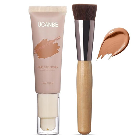 UCANBE Matte Liquid Foundation with Brush, Skincare Serum fl. oz.