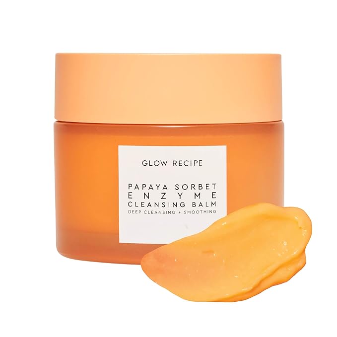 Glow Recipe Papaya Enzyme Cleansing Balm Makeup Remover - Gentle Exfoliator, Makeup Melting Balm & Face Cleanser for Women - Exfoliating Face Wash to Even Skin Tone & Lock-in Facial Hydration (3.38oz)
