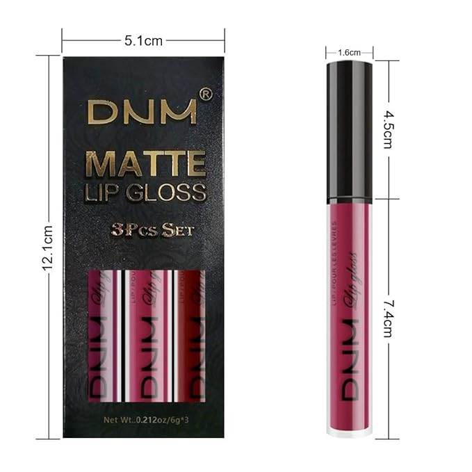 evpct 3Pcs Dark Purple Red Rose pink Matte Liquid Lipstick Sets for Black Women Matte Lipstick Lip Stain Long Lasting Waterproof 24, labial mate larga duracion 24 labiales mate 24 horas originales