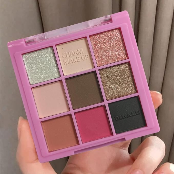 Eyeshadow Palette Makeup- 9 Colors Pink Bown Black Smoking Eyeshadow Palette Matte Shimmer Eye Shadow palettes Highly Pigmented Naturing-Looking Long Lasting (19#)