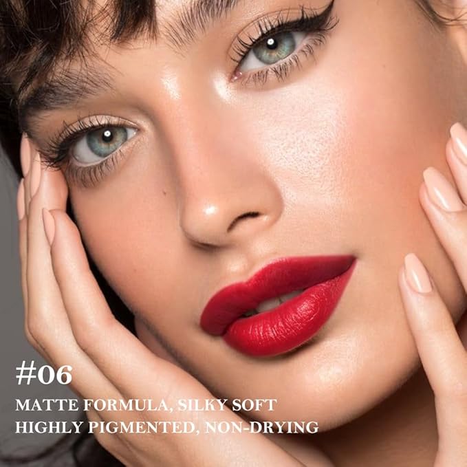 2Pcs Gradient Matte Lipstick Crayon Lip Liner pencil, Flawless Contour Gradual Ombre Effect lip Pencil, Lipstick for Women Long Lasting Waterproof Smudge Proof Lipstick Pencil 06#+07#