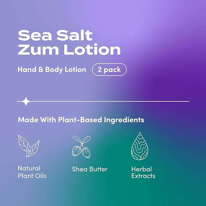 Zum Indigo Wild Hand & Body Lotion - Natural Hand Lotion for Dry Hands - Body Lotion for Women & Men - Body Moisturizers Include Shea Butter, Jojoba Oil & More - Sea Salt Scent - 6 fl oz (2 Pack)