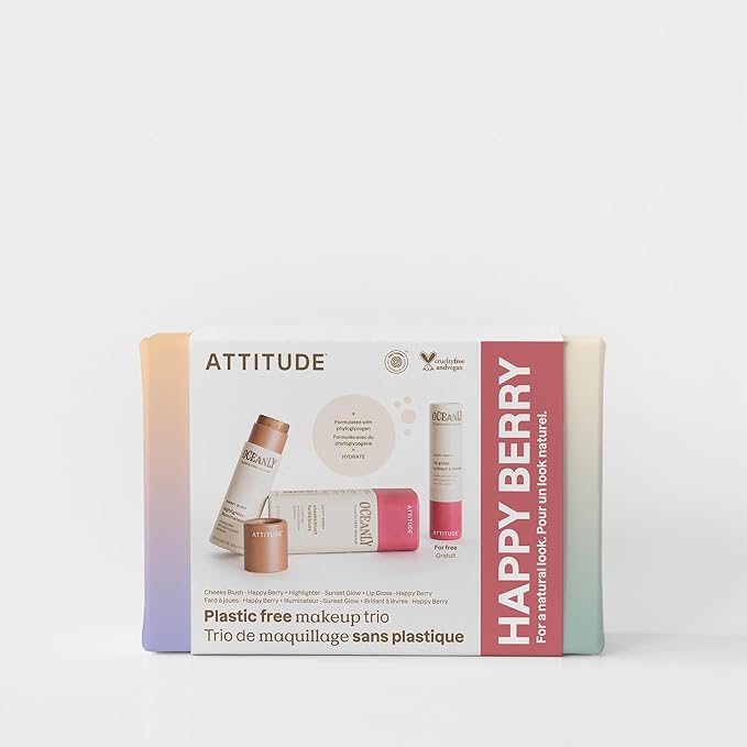 ATTITUDE Happy Berry Makeup Trio Set, EWG Verified,