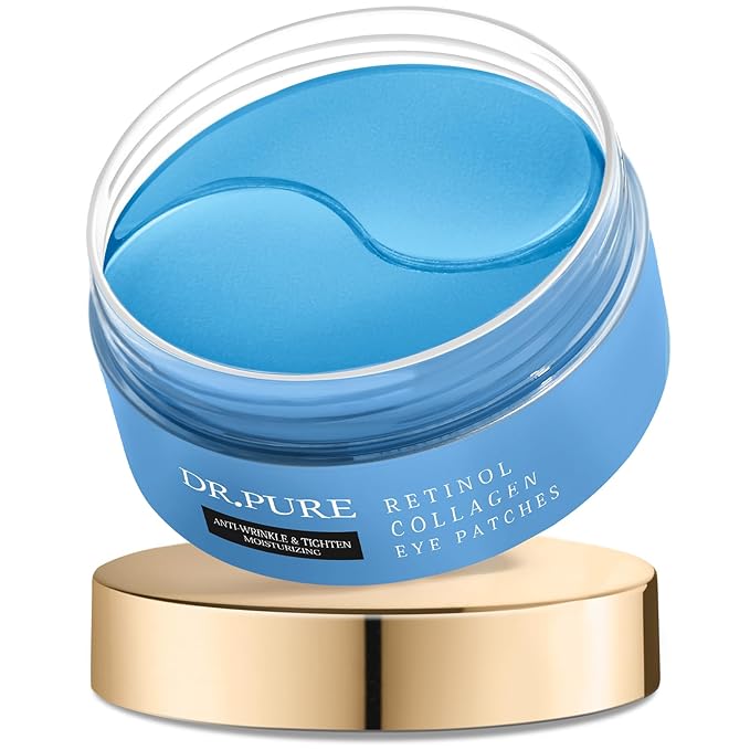 Dr. Pure Under Eye Patches for Puffiness: Retinol Collagen Eye Mask Soothe Fine Lines Wrinkles with Hyaluronic Acid - Reduce Dark Circles Eye Gel Pad (30 Pairs)