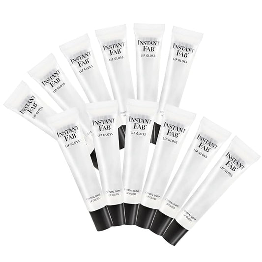 STUDIO LIMITED Instant Fab Crystal Shiny Clear Lip Gloss Long Lasting Ultra Hydrating Plumping Lip Gloss for women girls Value Pack 14ml/ 0.47oz (Clear, 12 Pcs)