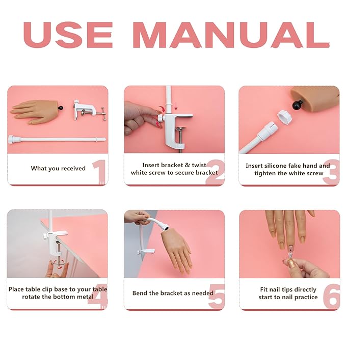 Nail silicone practice hand for