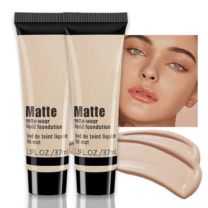 2 Pack Liquid Foundation Cream for Face Makeup,Durable
