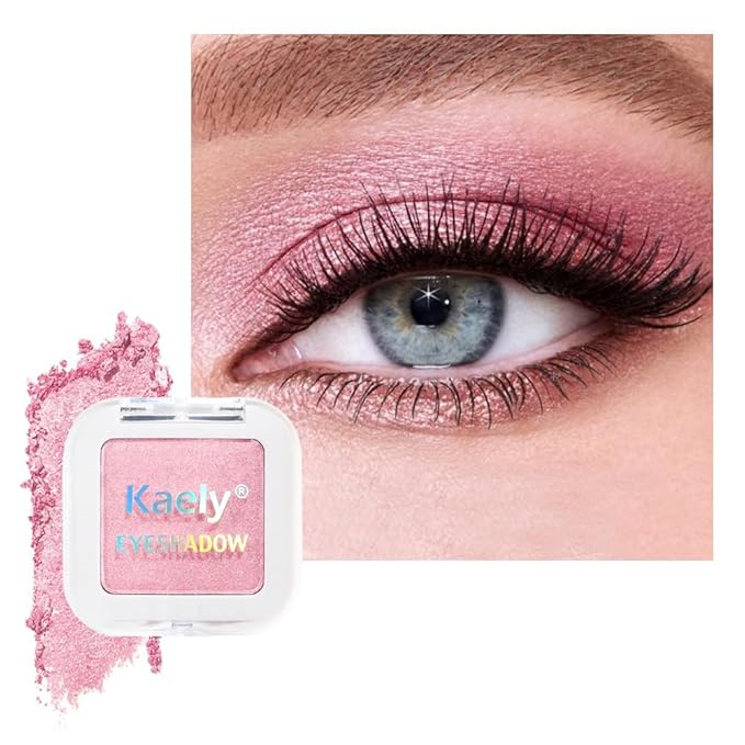 Kaely Pressed Single Eyeshadow Makeup, Pink Shimmer Highly Pigmented Monochrome Eye Shadow Palette, Waterproof Neutral Powde Mini Eyeshadow, sombras para ojos, Lightweight Blendable, 11