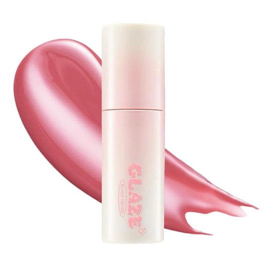 Chewy Lip Glaze, High Shine Lip Gloss, Korean Beauty (GZ03 Rose Bebe, 3.5 grams)