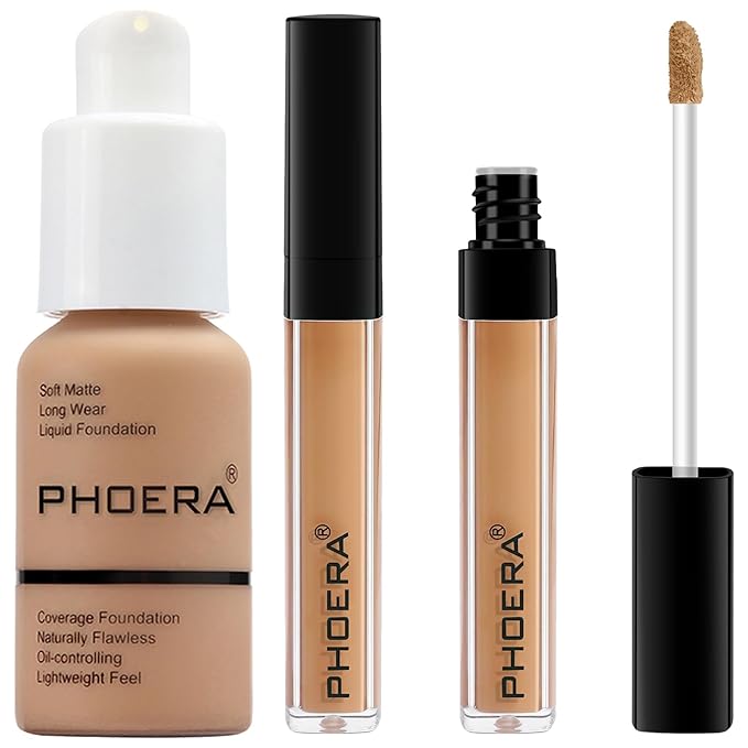 PHOERA Foundation Full Coverage,PHOERA Concealer Lightweight Full Coverage,PHOERA (105 Sand+105#BISCUIT)