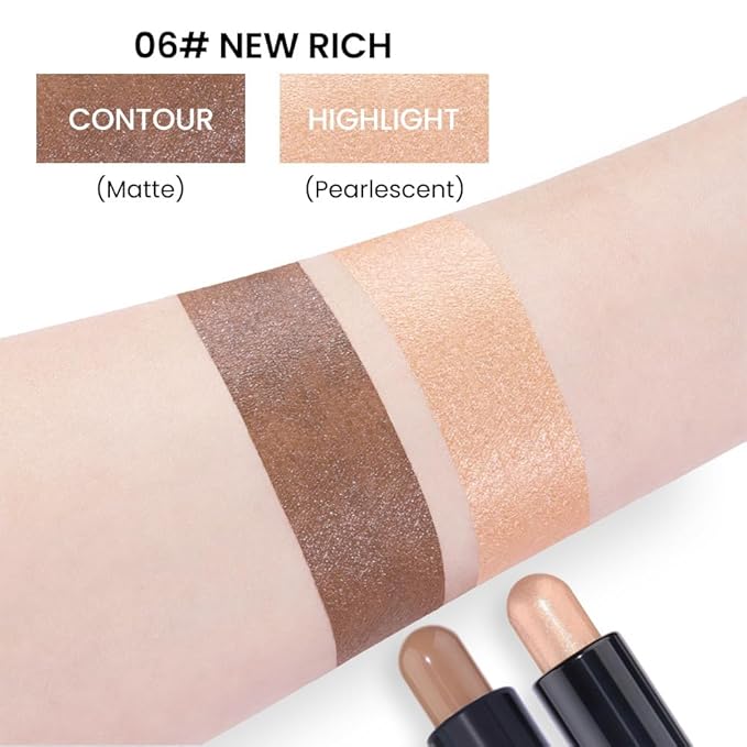 Kaely 2in1 Cream Bronzer Highlighter Stick,Face Shaping Contouring Shades Makeup,06