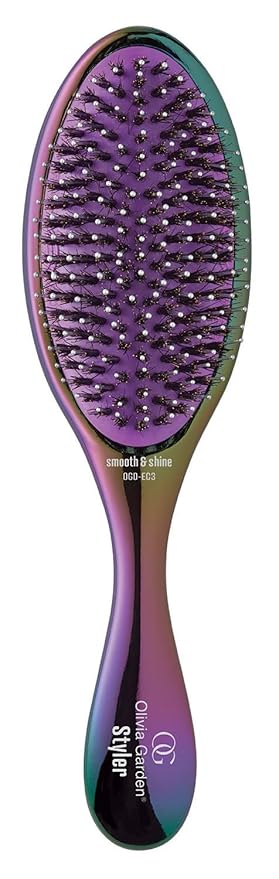 Olivia Garden Aurora OG Brush Styler, To Smooth and add Shine, All hair Types, removable cushion for easy cleaning, scalp hugging for scalp massage, gentle, for women, men and children, Aurora