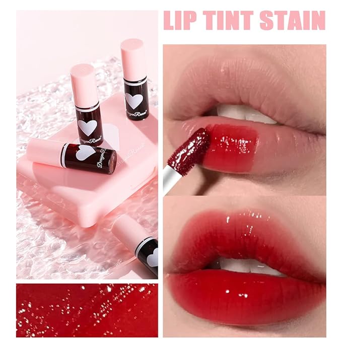 6 Colors Lip Tint Stain Set, Velvet Lip Tint Watery Stain Moisturizing Shimmery Mini Liquid Lipstick, Multi-use Lip and Cheek Tint, Long lasting Non-Stick Cup Waterproof Lip Color Makeup…
