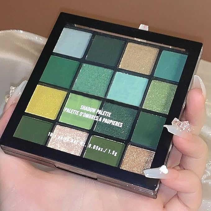 16 Colors Green Olive Matte Shimmer Eyeshadow Palette
