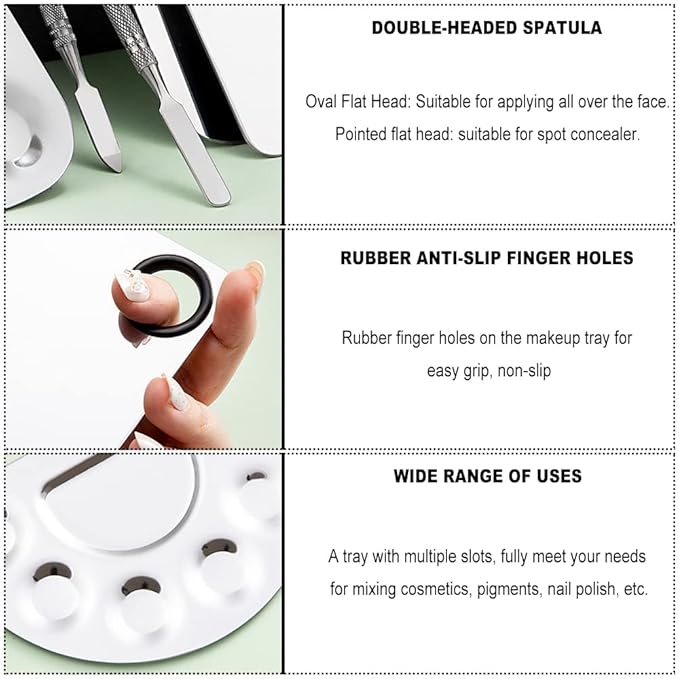 4 Pack Makeup Mixing Palette with Spatula, Stainless