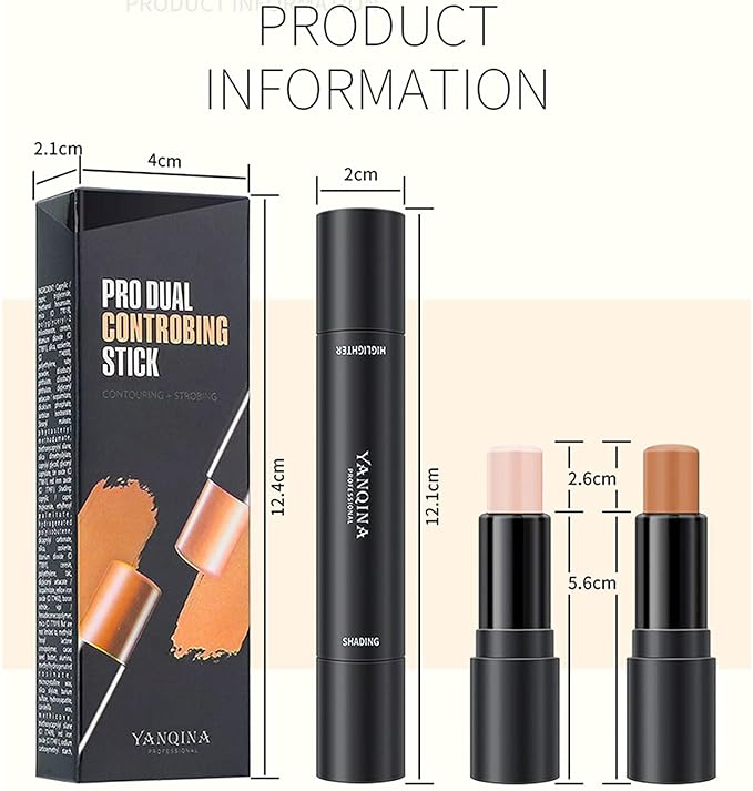 Double-End Contour Highlighter Stick, Contour Stick,Face Highlighter, Contour