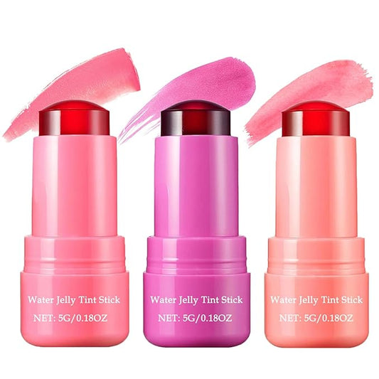 3 PCS Cooling Water Jelly Tint,Multi-Use Jelly Blush Cooling