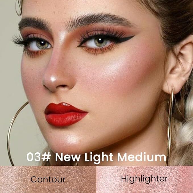 Kaely 2in1 Cream Bronzer Highlighter Stick,Face Shaping Contouring Shades Makeup,03