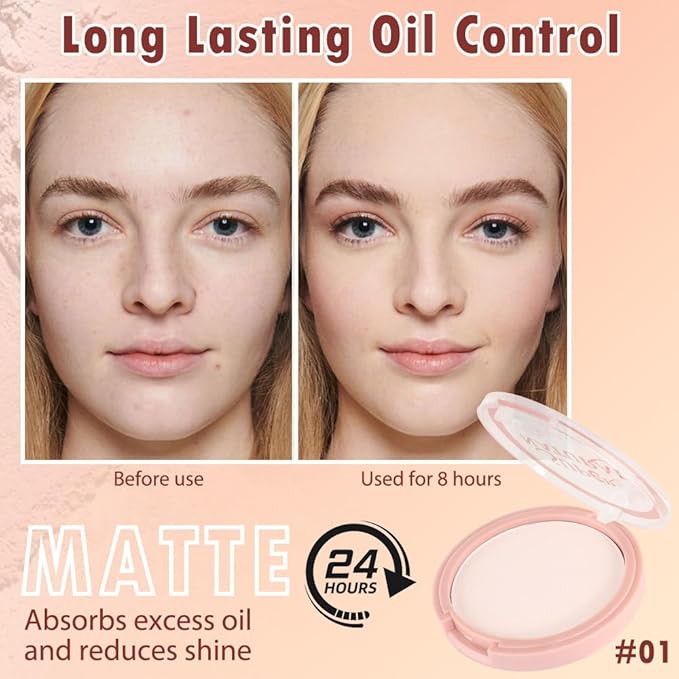 Oil Control Face Pressed Powder, Matte powder setting 1 Pcs)