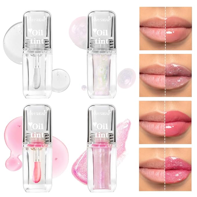 Magic Color Changing Lip Oil, Lip Oil Color Changing, Hydrating Lip Gloss Warm Change, Big Brush Color Changing Lip Oil, Lip Changing Oil Long Lasting Shimmery, Non-sticky Primer Lip Tint