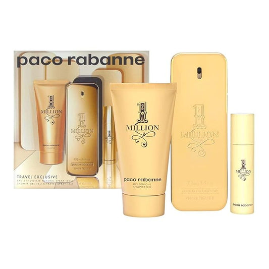 1 Million by Paco Rabanne Eau de Toilette Spray 100ml, Shower Gel 75ml & Eau de Toilette Spray 10ml