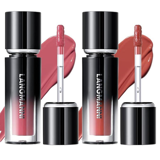 LANGMANNI Lip Oil Tint | Hydrating & Long-Lasting Lip Stain | Moisturizing And High Gloss Makeup,Non-Sticky Lip Stain For Watery And Silky Smooth Lips(#1+2)