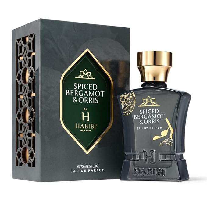 H HABIBI Spiced Bergamot & Orris Arabian Cologne For Men, Eau De Parfum (2.5 Oz) Long Lasting Perfume For Men Blended With Sweet & Spicy Notes of Sage & Oud