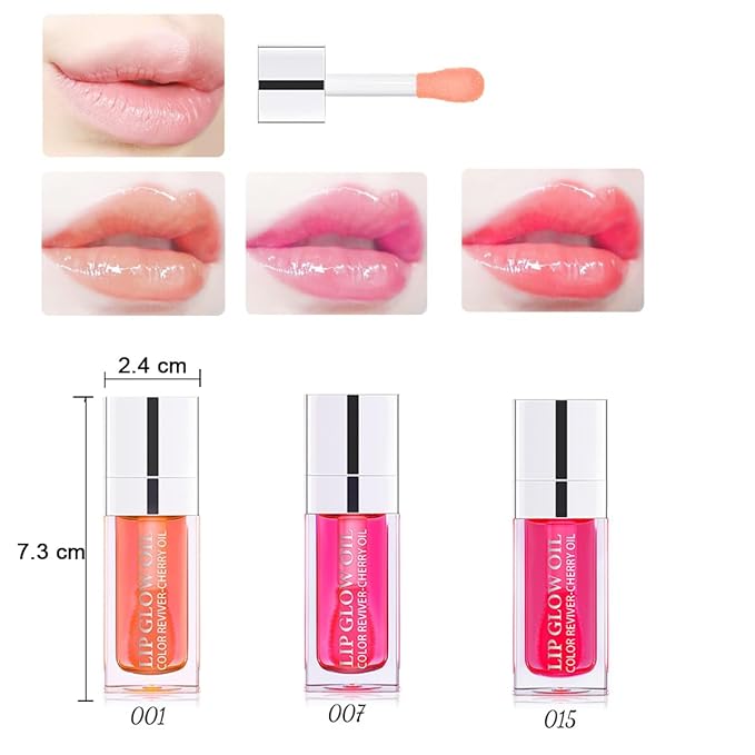 Lip Color Lip Oil, Hydrating, Plumping, Glossy Finish (#01 Pink, 2 Pack)