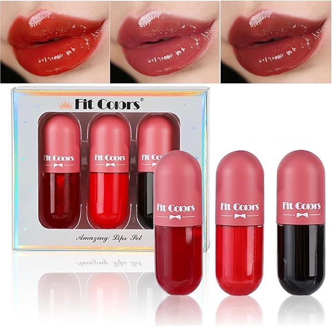 3 Color Glass Lip Oil Hydrating Tinted Plump Glass
