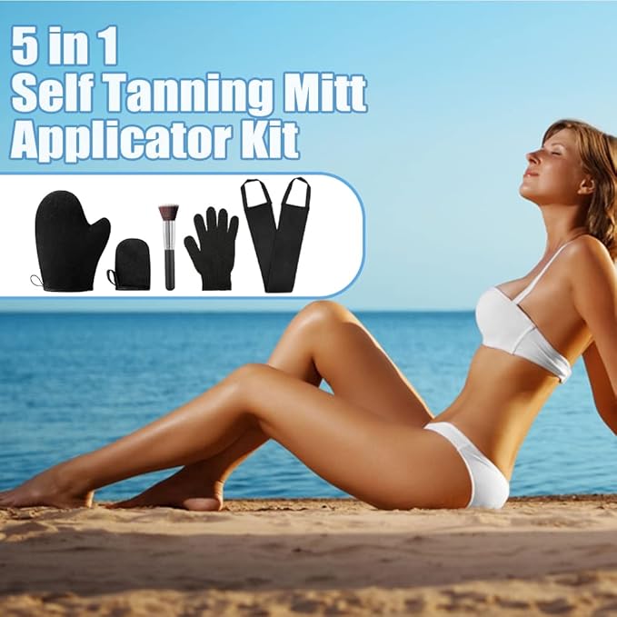 Self Tanning Mitt Applicator - KELILO Tanning Mitts Self Tanner mit 5 in 1, Self Tanner Mitt Applicator Self Tanning Glove for Self Tan Mitt Applicator, Self Tanner Glove Self Tan Glove Spray Tan Mitt
