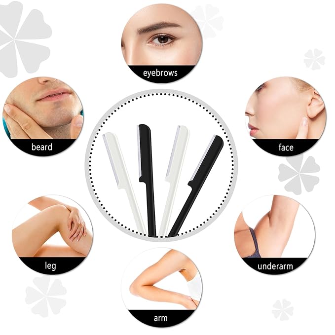 10 Pieces Eyebrow Razor for Women Facial Shaver Razor Brow Shaper Eyebrow Trimmer Dermaplaner Shaping Tool with Cover (Black, White)