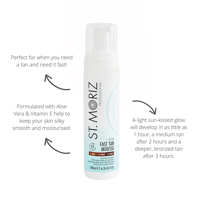 St. Moriz Professional 1 Hour Fast Self Tanner Mousse with Tanning Mitt Bundle - Light to Dark - 200ml - Sunless Instant, Express Self Tanning Foam for Golden, Natural Looking Fake Tan - Aloe Vera