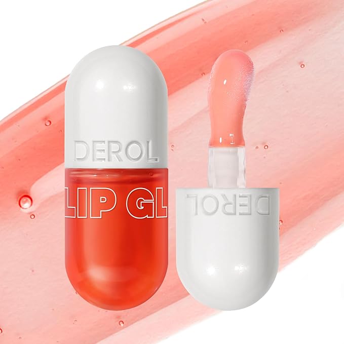 Lip Plumper Gloss High-Shine Liquid Lip Plumping Color, Long-Lasting Plumper Pout, Moisturizing, Non-Sticky With Natural Ginger Extract Portable 6 Colors (02#Grapefruit)