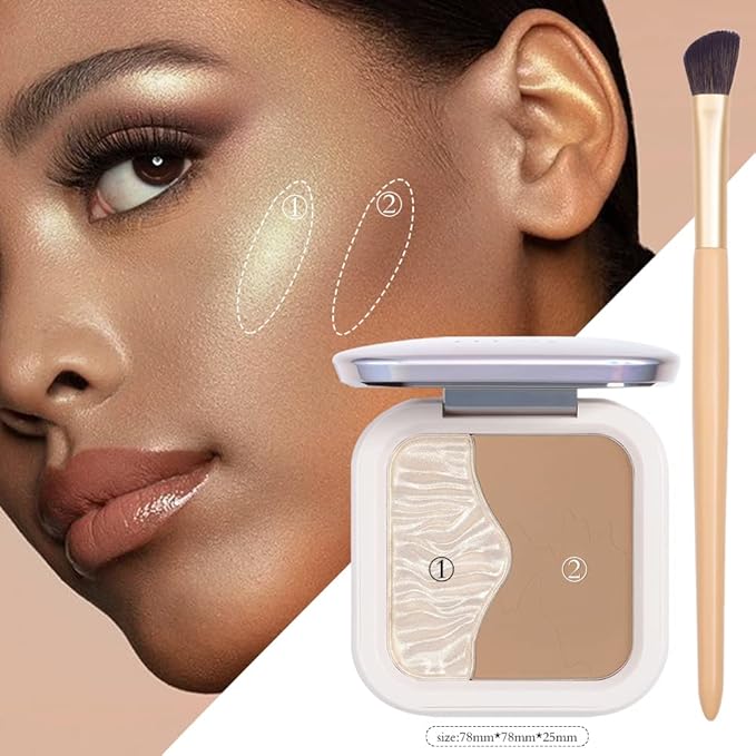 ELLESY Highlighter Makeup Palette Shimmer Face Bronzer and brush-C02