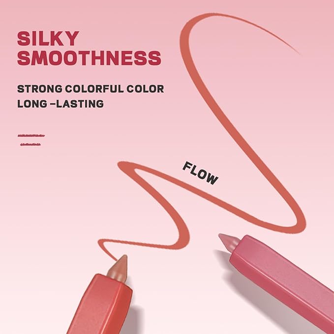 Lip Liner Set, 12Pcs Matte Lip Liners with Sharpener, Premium Smooth and High Pigmented Creamy Lip Makeup Pencil