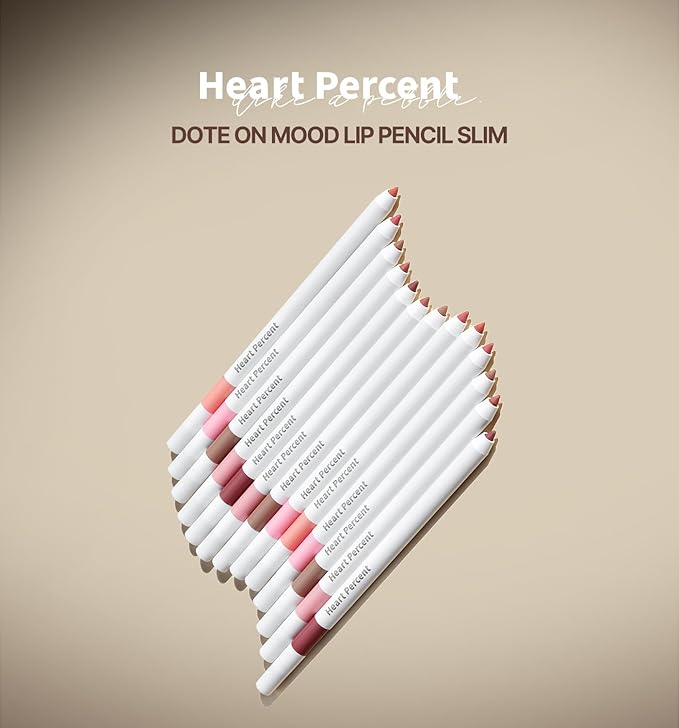 Heart Percent Dote On Mood Lip Pencil Slim, Defines and Fills Creamy Lip Liner Retractable Lipstick Pencil with Built-In Sharpener, #08. Cloudy Mauve