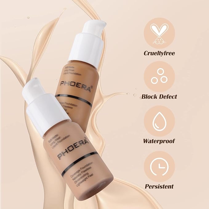 PHOERA Foundation Makeup Naturally Liquid Foundation Full Coverage