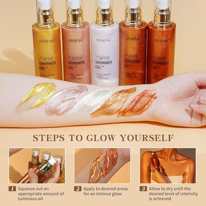 Liyalan Shimmer Body Oil Pearl White 5 Color Fl Oz)