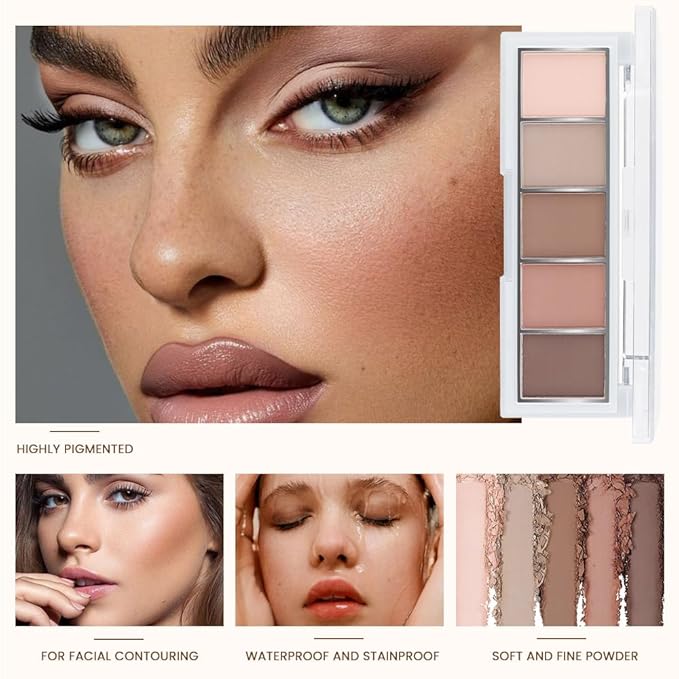 evpct 5Colors Matte Nude Eye Shadow Palette Makeup for Older Women, Nude Pink Brown Taupe Neutral Matte Smokey Cream Mini Eyeshadow Palette for Blue Green Eyes, Contour Makeup Palettes sombras de ojos