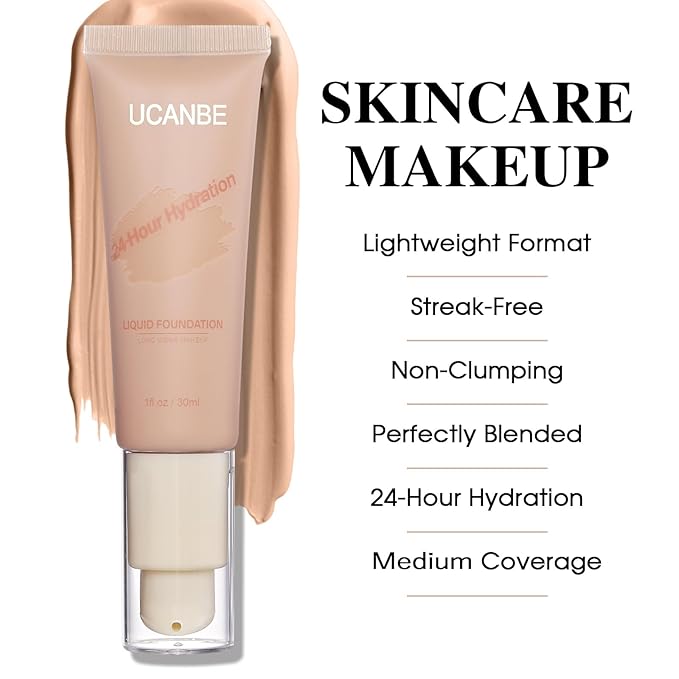 UCANBE Matte Liquid Foundation with Brush, Serum Foundation fl. oz.