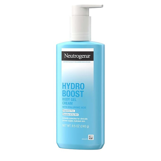 Neutrogena Hydro Boost Body Gel Cream Moisturizer with Hyaluronic Acid, Hydrating Lotion For Sensitive Skin, Fragrance Free, 8.5 oz