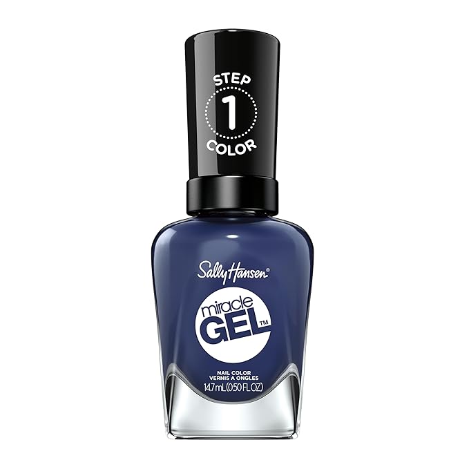 Sally Hansen Miracle Gel, Midnight Mod, Long Lasting, Gel-Like Formula, No UV Lamp Needed, Semi Opaque, Shiny Blue Nail Polish